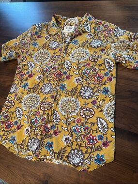 Kardo Men’s Mustard Floral Button-Down Shirt
